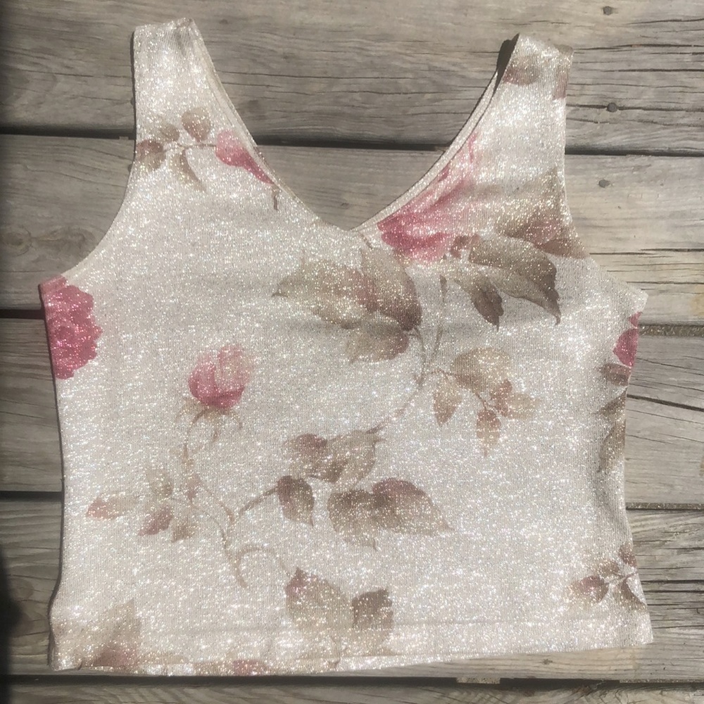 90's cottagecore rose knit tank top - Picture 3 of 5
